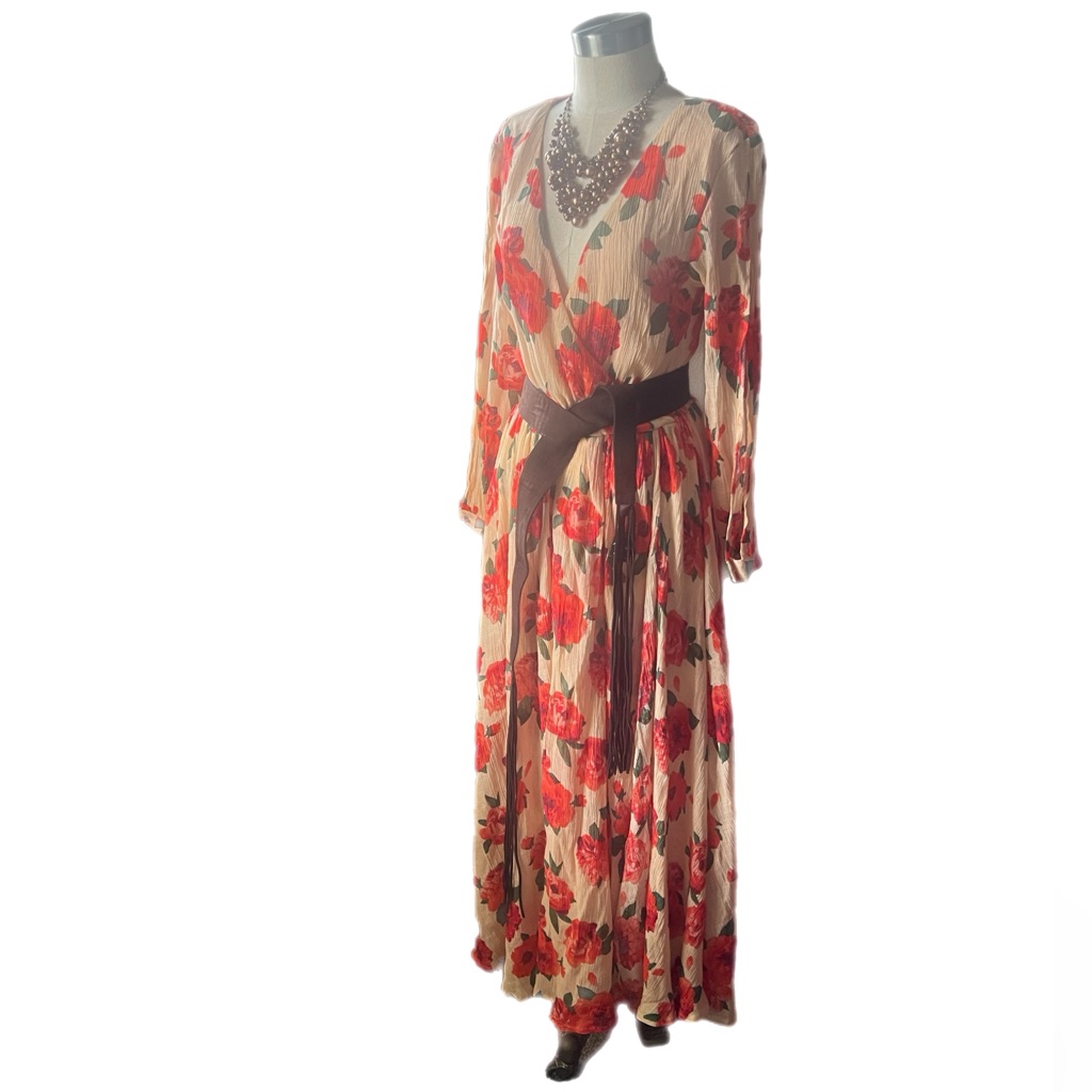 Mia Joy Joyfolie Aniya Red Greta Floral Maxi Maternity Photoshoot Dress - Medium